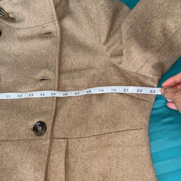 Robert Louis Women's Double-Breasted Camel Brown Peacoat - Picture 9 of 12